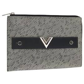 Louis Vuitton-LOUIS VUITTON Epi Platine Pochette Platt Pouch Silver M62092 LV Auth 50321a-Silvery