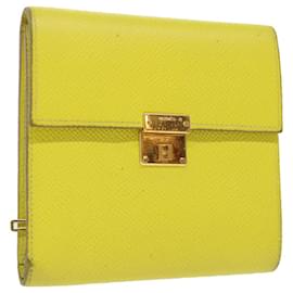 Hermès-HERMES Click 12 Wallet Leather Yellow Auth 49893-Yellow