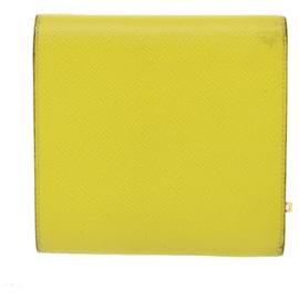 Hermès-HERMES Click 12 Wallet Leather Yellow Auth 49893-Yellow