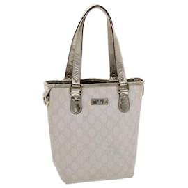 Gucci-GUCCI GG Canvas Handtasche PVC Leder Weiß Auth 50406-Weiß