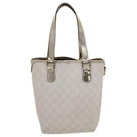 Gucci-GUCCI GG Canvas Hand Bag PVC Leather White Auth 50406-White