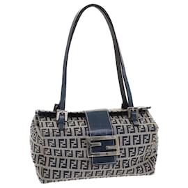 Fendi-FENDI Zucchino Canvas Mamma Baguette Borsa a tracolla Nylon Navy Auth 50426-Blu navy