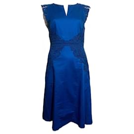 Autre Marque-Vestido azul cielo con adorno de encaje de Marios Schwab-Azul