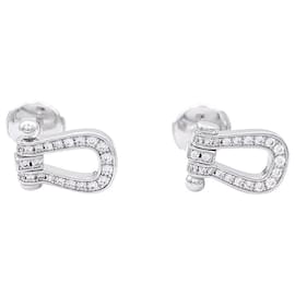 Fred-Boucles d'oreilles Fred, "Force 10", or blanc, diamants.-Autre