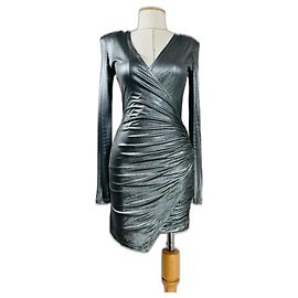 Balmain Minikleid silber gerafft Silber