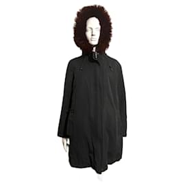 Diane Von Furstenberg-Parka con capucha y pelo sintético DvF-Negro