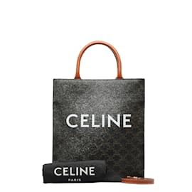 Celine Small Vertical Cabas Bag in Triomphe Canvas Black