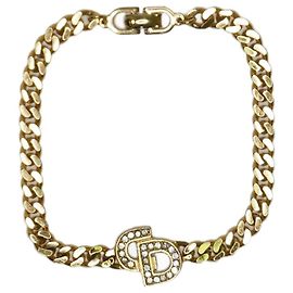 Dior Bracciale a catena con logo ingioiellato in oro D'oro