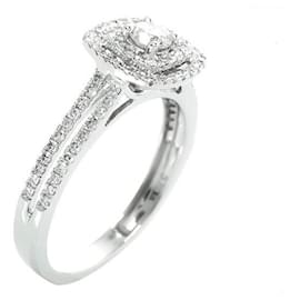 Autre Marque-Ring „Der Diamantaire“ T.52 Funkelndes Diamantquadrat-Silber