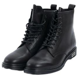 Botas Cult Gaia Amphibian de couro preto com cadarço Preto
