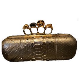Alexander Mcqueen Python-Metallic-Kupplung mit vier Ringen Golden