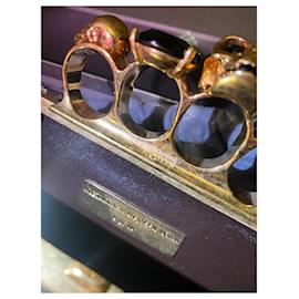 Alexander Mcqueen-pochette in pitone metallizzato con quattro anelli-D'oro