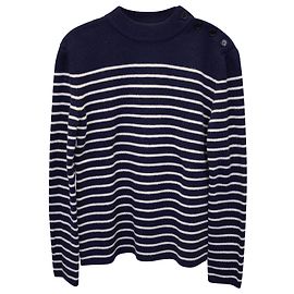 Gestreifter Saint Laurent-Pullover aus marineblauer Baumwollwolle Marineblau