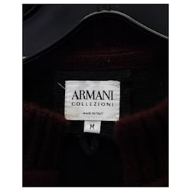 Giorgio Armani-Armani Collezioni Asymmetric Zip Cardigan in Burgundy Cotton Wool-Red,Dark red