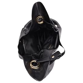 Versace-Versace Crystal Medusa verzierte Hobo-Tasche aus schwarzem Leder-Schwarz