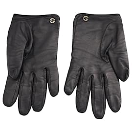 Gucci-Gucci Driving Gloves in Black Leather -Black