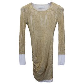 A.l.C. Robe en Dentelle en Coton Nude Marron Chair