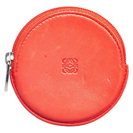 Loewe-Porte-monnaie rond en cuir Loewe Étui à monnaie en cuir en bon état-Rouge
