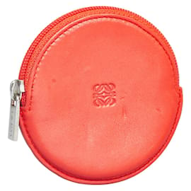 Loewe-Porta-moedas de couro redondo Loewe Estojo de couro para moedas em bom estado-Vermelho