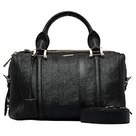 Burberry-Burberry Leather Boston Bag Bolso de cuero en buen estado-Negro