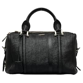 Burberry-Burberry Leather Boston Bag Sac à main en cuir en bon état-Noir