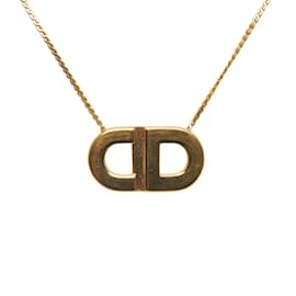 Dior-Collier pendentif logo Dior CD Collier en métal en bon état-Doré