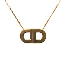 Dior-Halskette mit Dior-CD-Logo-Anhänger, Metallhalskette in gutem Zustand-Golden