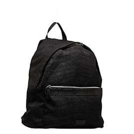 Fendi-Croc Print Nylon Backpack 7VZ012-Black