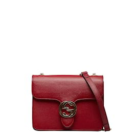 Gucci-Petit sac à bandoulière en cuir avec G entrelacés 510304-Rouge