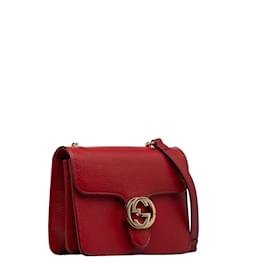 Gucci-Petit sac à bandoulière en cuir avec G entrelacés 510304-Rouge