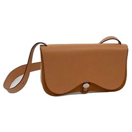 Bolsa Hermès Colorado marrom em couro de bezerro granulado e lona Marrom