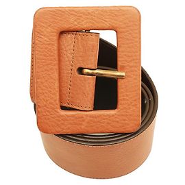 Yves Saint Laurent Cinto feminino YSL de couro marrom com fivela grande e cintura larga Marrom