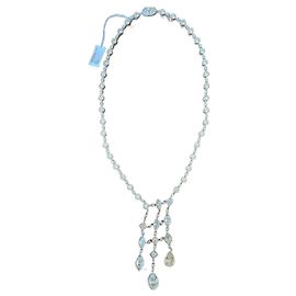 Collar Burma de plata rodiada y burmalita Blanco