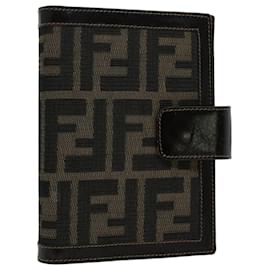 Fendi-FENDI Zucca Copertina agenda in tela Nero Marrone Auth yk8175-Marrone,Nero