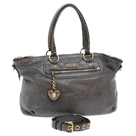 Miu Miu Shoulder Bag Leather 2way Gray Auth bs6601 Grey ref.982571