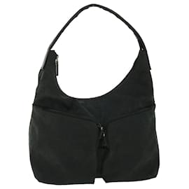 Gucci-Bolsa de ombro em lona GUCCI GG couro preto 001 3380 1705 auth 50999-Preto