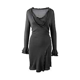 Balenciaga-Balenciaga Dress and Wrap Cardigan Set-Grey