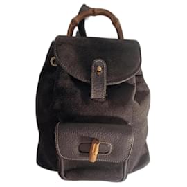 Gucci Bamboo backpack dark blue suede Dark blue