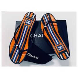 Chanel-rare Vintage Kitten Heel Sandals-Black,Multiple colors,Navy blue