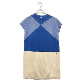 ***HERMÈS  100% robe en maille de cachemire Bleu