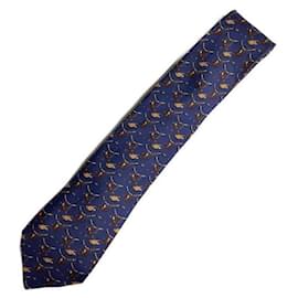 Hermès-***Cravate HERMES-Bleu Marine