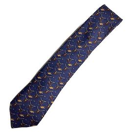 Hermès tie navy blue silk Navy blue