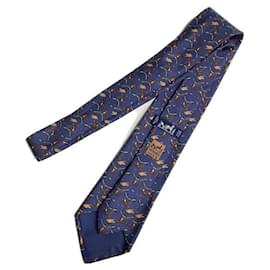 Hermès-***HERMES  tie-Navy blue
