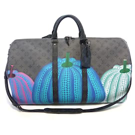 Louis Vuitton-KEEPALL 55 BD MONOGRAM ECLIPSE REVERSE AVEC IMPRIMÉ PUMPKIN COLORÉ-Gris anthracite