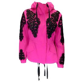 Dries van Noten Fuchsia / Schwarze Valera-verzierte Jacke Pink