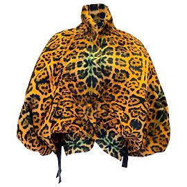 Dries Van Noten Orange / Schwarze Satinjacke mit Venus-Leopardenmuster Orange