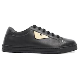 Fendi-Fendi Monster Eye Sneaker Black Leather EU 39 uk 6-Black