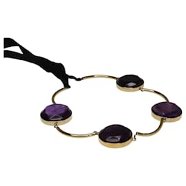 Marni-Gold/Purple Embellished Statement Necklace-Golden