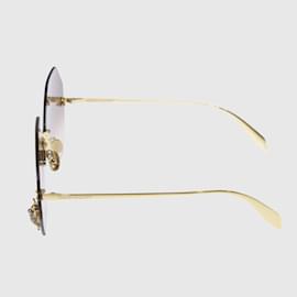 Alexander Mcqueen-Gold/Pink Scarab Embellished Heptagon AM0208s Sunglasses-Golden