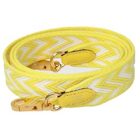Hermès amarillo/Correa para bolso de chevrón blanco Blanco